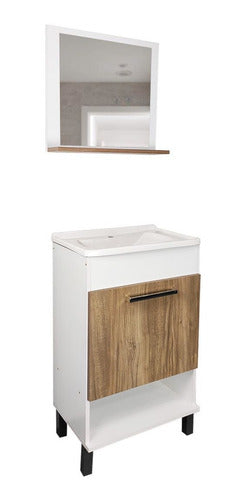 Mueble De Baño + Bacha Con Espejo Armado Incluido 0