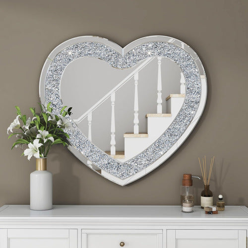 Le Tapis Heart-Shaped Mirror with Silver Diamond Frame - 70cm 3