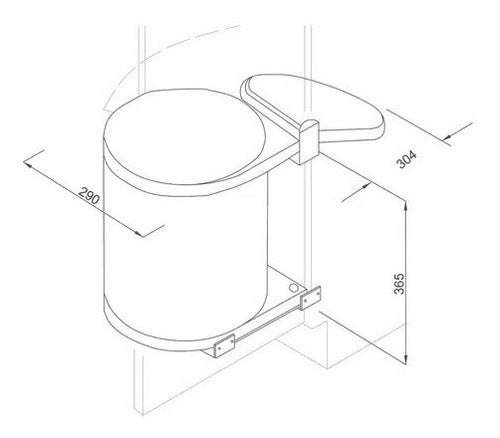 Rotech Stainless Steel Round Waste Bin for Door - 9L 3