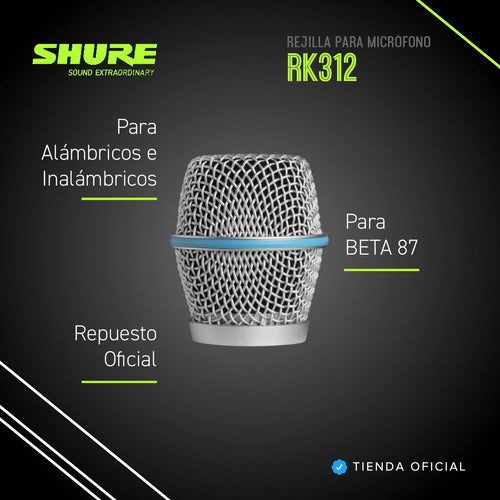 Shure Replacement Grill RK312 for Beta 87 Microphones 1