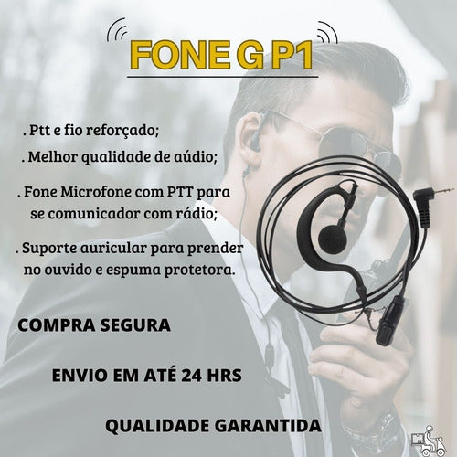 2 Fone Ouvido Microfone Para Radio Comunicador T210 T38 T470 5