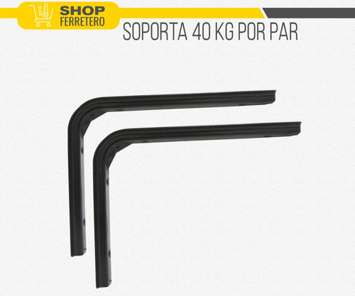 SC Metalúrgica Soporte Estante Ménsula Bracket SC 200x250 Mm Negro X Par 4