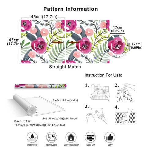 Haokhome 93122 - Papel Tapiz De Acuarela Con Diseo Floral, P 5