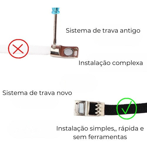 Fivela Fecho Metal Magnético Cadarço Tênis Kit 2 Par Azul 7