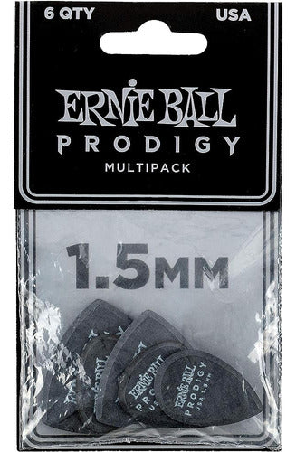 Ernie Ball Prodigy Guitar Picks, Multipack, Negro 1.5mm, 6-p 1