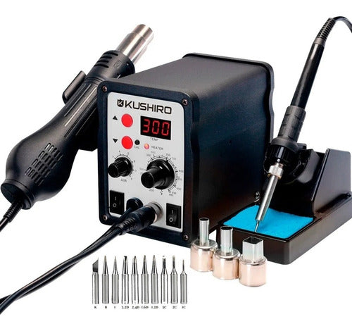 Kushiro Soldering Station 2 in 1 - Soldering Iron + Hot Air Gun + Tips 0