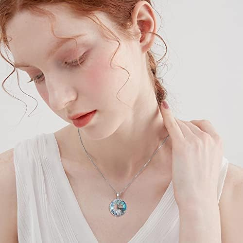 Yosopretty Mermaid Necklace with Blue Crystal Circle Silver 3