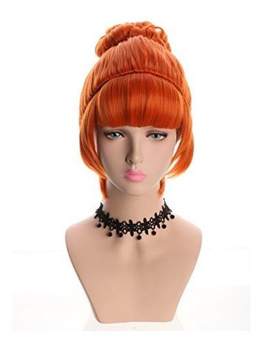 Yuehong Cosplay Wig Orange Bun Pelucas De Pelo Sintetico Riz 0