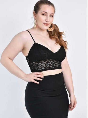 Ennia Bralette Top De Encaje, Talles Grandes Reales 1