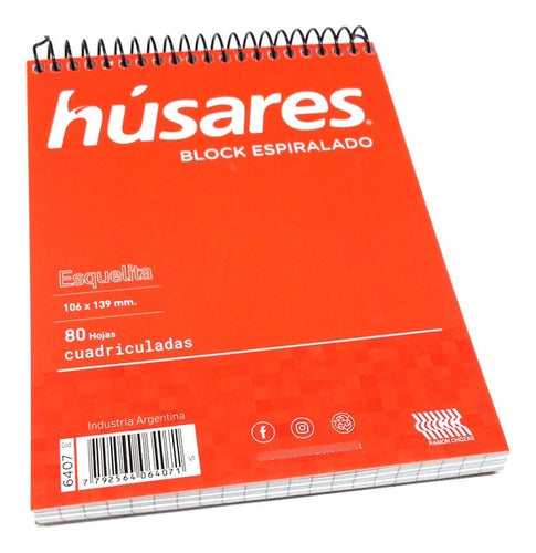 Húsares A6 Spiral Notepad 6407 Esquelita 80 Sheets Squared - Pack of 6 0