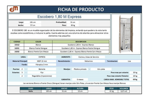 Mosconi Escobero 1.80 Cleaning Organizer Cabinet for Kitchen and Bathroom 7