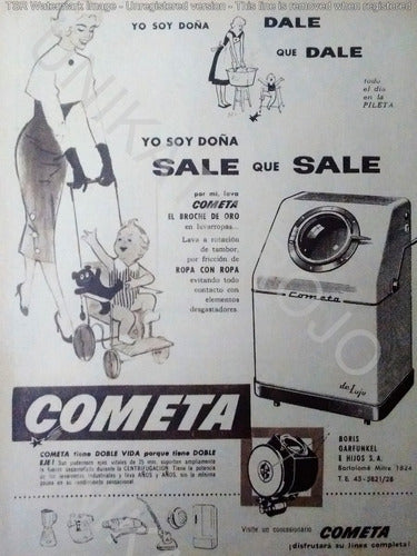 Antigua Publicidad Clipping Lavarropas Cometa - Año 1957 0