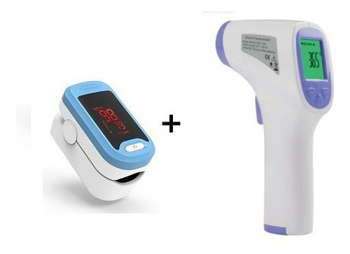 Pulse Oximeter Finger LED Kit + Infrared Thermometer ANMAT Approved 0