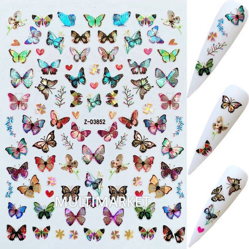 Self-Adhesive Nail Stickers - Butterflies - Nail Art 132