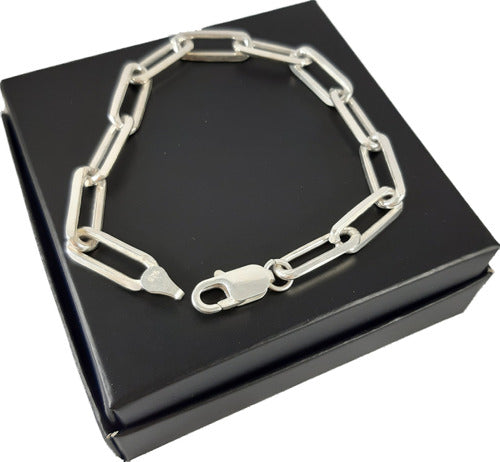 Men's Solid 925 Silver Forcet Long Bracelet 7mm 0