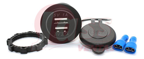 Dual USB Charging Socket for Flush Mounting in Car 12/24V Motorcycle 4x4 Truck Off-Road 1