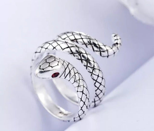 Rose.Mvd Adjustable Silver Plated Snake Ring 1