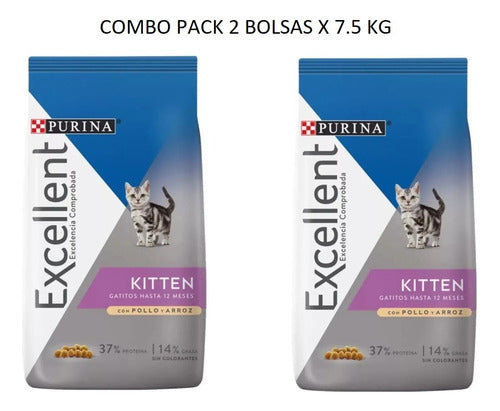 Pack 2 Bolsas Excellent Gato Gatito Kitten  X 7.5 (2x7.5 Kg) 0