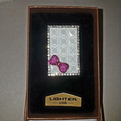 Rechargeable USB Digital Lighter with Stones and Sparkles 14