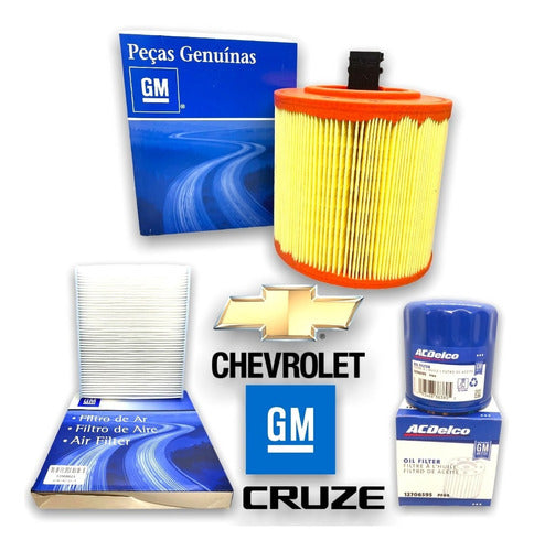 Kit Service 3 Filtros Chevrolet Cruze 1.4 Turbo Originales 0