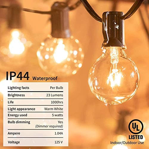 Guirnaldas De Luces Para Exteriores De 25 Pies G40 Globe Pat 1