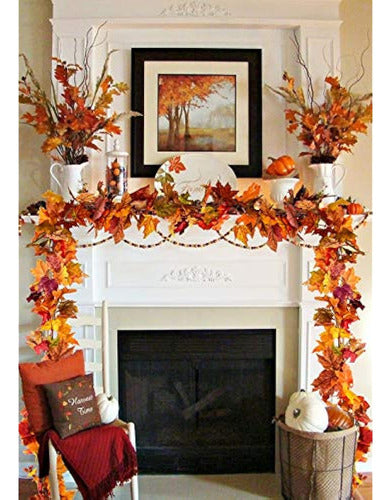 Dearhouse 2 Pack Fall Garland Maple Leaf, 5.9ft / Piece Hang 3