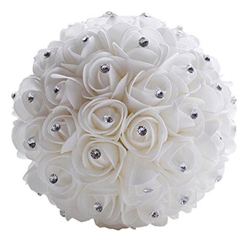 Boda Ramo Novia Dama Flor Artificial Flor Rosa Ramo Blanco N 0