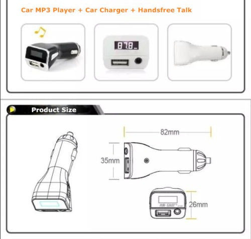 2.1a Nuevo Usb Coche Cargador Coche Mp3 Fm Transmisor De 3,5 5