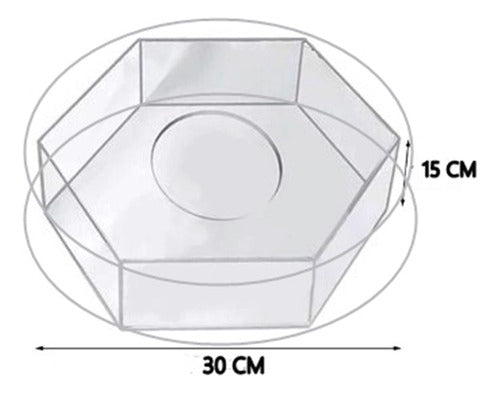 Acrylic Hexagonal Cake Stand for 30cm Diameter Cakes, 15cm Height 2