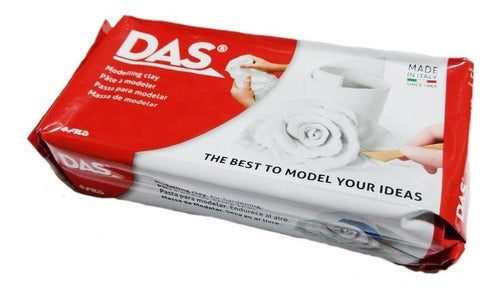 DAS White Air Dry Modeling Clay 150g with 3 Double-Sided Embossing Tools Set 6
