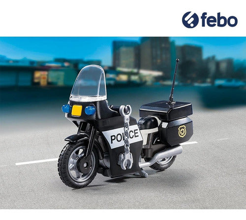 Playmobil Maletín Policia City Action Figura Y Moto Febo 4