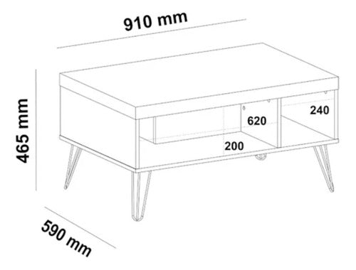 Mesa De Living Liberty Mdp Patas De Hierro Estilo Industrial 2