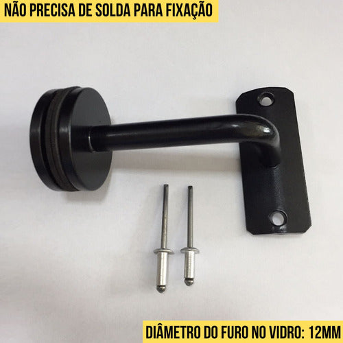 Kit Com 18 Conector Preto Suporte Para Corrimão Vidro Furado 3