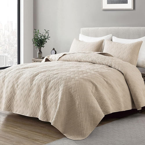 Edredones Beige Juegos De Ropa De Cama Queen Size Con Pillow 0