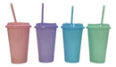 Pastel Color Plastic Cup with Lid and Straw - Cotillon Party Supply 0