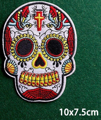 Aplique Bordado Calavera Mexicana Termoadhesiva 1