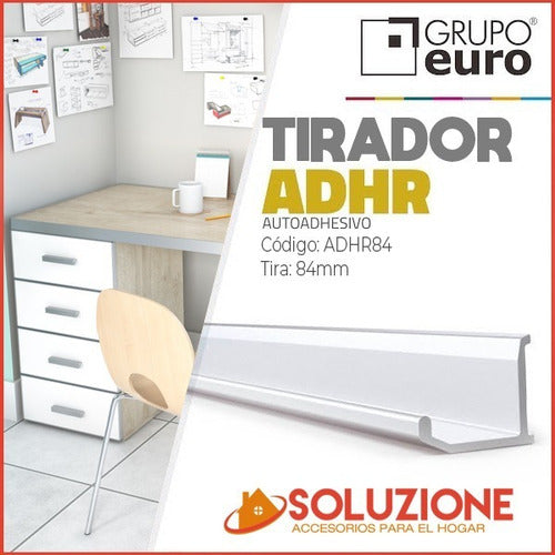 Perfil Euro Manija Recto Autoadhesivo Aluminio Mueble Tira 3 1