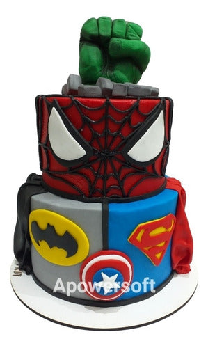 Pasteleria Prut Torta Super Heroes: Hulk, Hombre Araña, Batman, Superman Cap.a 5