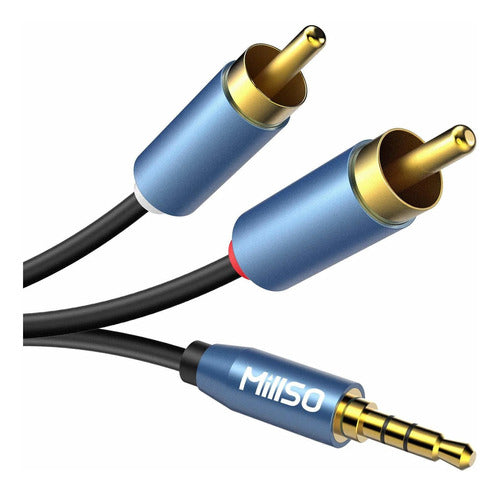 MillSO Audio Cable Aux 3.5mm Male to 2 RCA Male | 1m / Blue 0