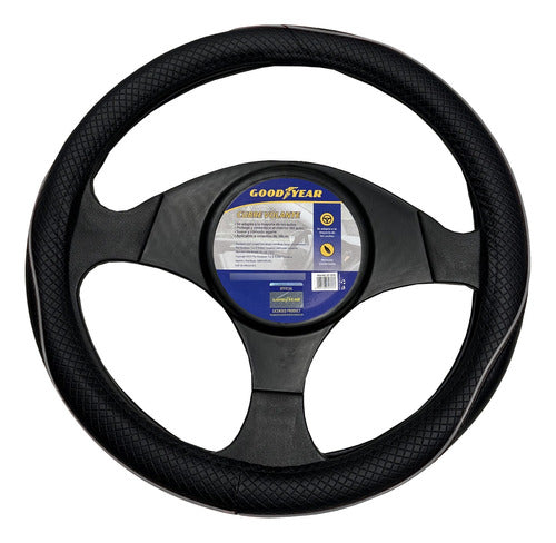 Goodyear Steering Wheel Cover, Black with Reflective Grey, Auto 38cm 0