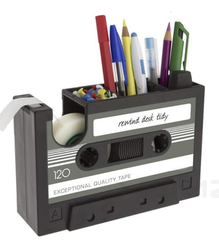 Cassette-Shaped Pen Holder with Scotch Tape 0