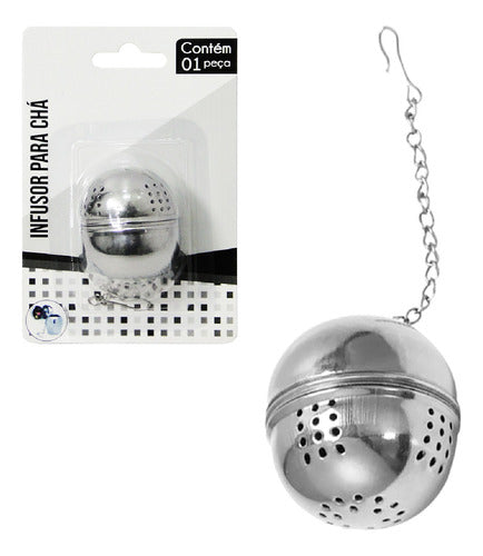 2 Infusores Cha Coador Inox Difusor Peneira Corrente Bolinha 2