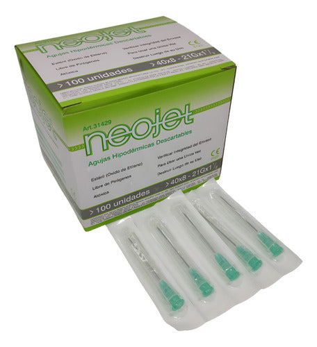 Neojet Disposable Hypodermic Needle 40x8 21G X 1/2 X 500 Units 0