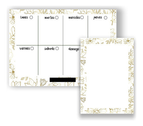 Mancha Del Pincel Weekly Planner A4 Paper + Flower Notepad 2