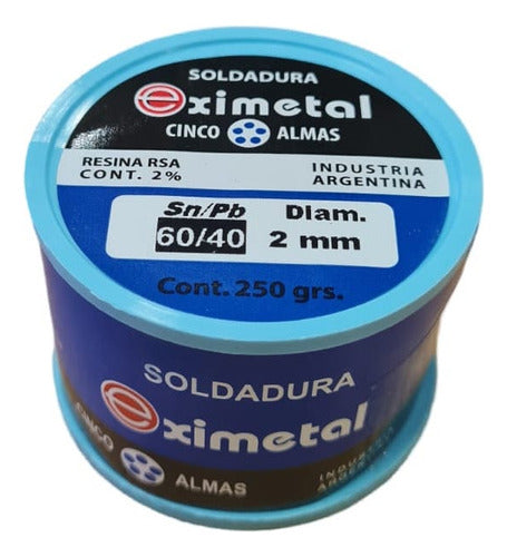 Estaño 60/40 2 Mm Eximetal Bobina 1/4 Kg 250gr 0