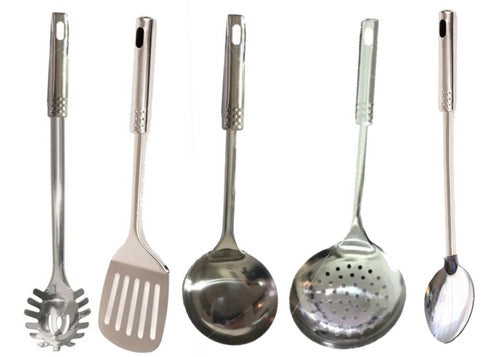 Juego 5 Utensillos Cocina Acero Cucharon Inoxidable Espatula 0