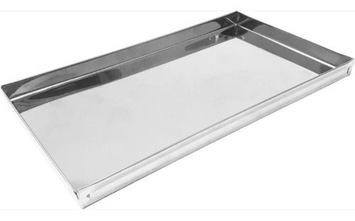 Bandeja Canto Liso 35x25x2cm Aço Inox 0