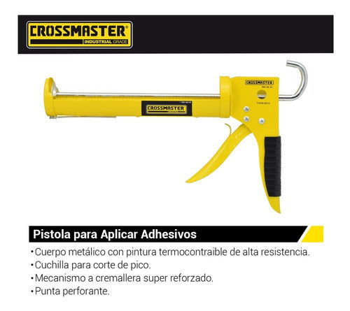 Pistola Reforzada Metal Aplica Adhesivo Sellador Crossmaster 1