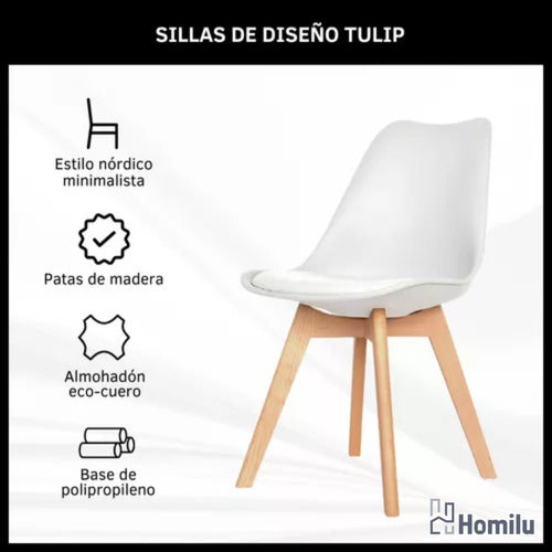 Homilu Set X4 Silla Tipo Eames Acolchonada Madera Comedor Excelente 1