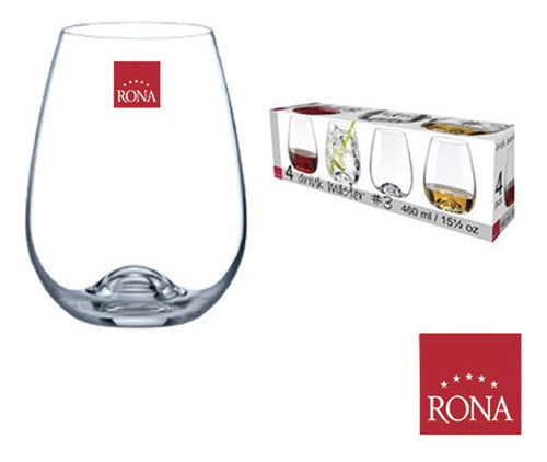 Crystal Rock Set of 6 Rona 460ml Tasting Glasses Without Stem 0